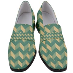 Modern Retro Chevron Patchwork Pattern Women s Chunky Heel Loafers by GardenOfOphir