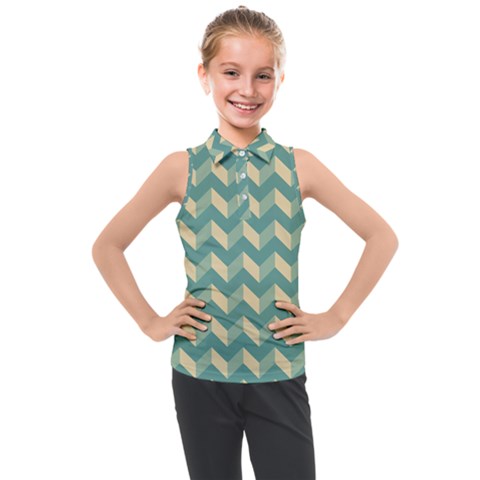 Modern Retro Chevron Patchwork Pattern Kids  Sleeveless Polo Tee by GardenOfOphir