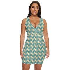 Modern Retro Chevron Patchwork Pattern Draped Bodycon Dress by GardenOfOphir