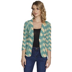 Modern Retro Chevron Patchwork Pattern Women s One-button 3/4 Sleeve Short Jacket