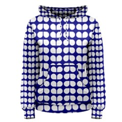 Blue And White Leaf Pattern Women s Pullover Hoodie by GardenOfOphir