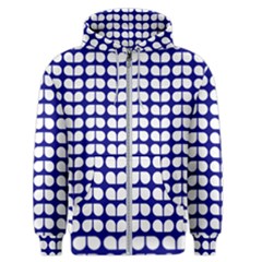 Blue And White Leaf Pattern Men s Zipper Hoodie by GardenOfOphir