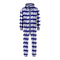 Blue And White Leaf Pattern Hooded Jumpsuit (kids) by GardenOfOphir