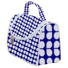 Blue And White Leaf Pattern Satchel Handbag by GardenOfOphir