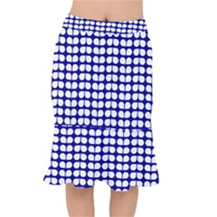 Blue And White Leaf Pattern Short Mermaid Skirt by GardenOfOphir