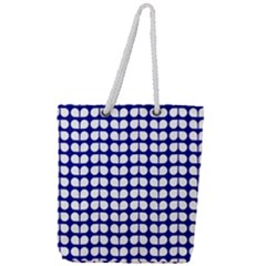 Blue And White Leaf Pattern Full Print Rope Handle Tote (large) by GardenOfOphir