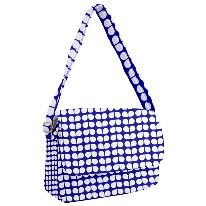 Blue And White Leaf Pattern Courier Bag