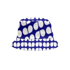 Blue And White Leaf Pattern Inside Out Bucket Hat (kids) by GardenOfOphir