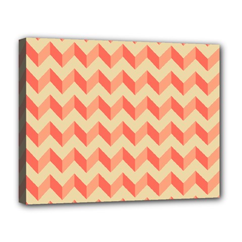 Modern Retro Chevron Patchwork Pattern Canvas 14  X 11  (stretched) by GardenOfOphir