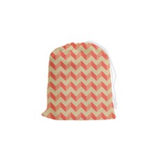 Modern Retro Chevron Patchwork Pattern Drawstring Pouch (small) by GardenOfOphir