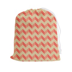 Modern Retro Chevron Patchwork Pattern Drawstring Pouch (2xl) by GardenOfOphir