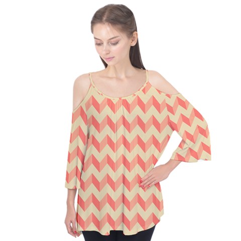 Modern Retro Chevron Patchwork Pattern Flutter Tees by GardenOfOphir