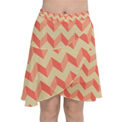 Modern Retro Chevron Patchwork Pattern Chiffon Wrap Front Skirt by GardenOfOphir