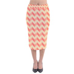 Modern Retro Chevron Patchwork Pattern Velvet Midi Pencil Skirt by GardenOfOphir