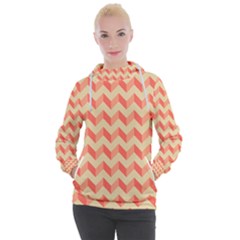 Modern Retro Chevron Patchwork Pattern Women s Hooded Pullover by GardenOfOphir