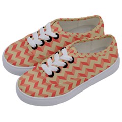 Modern Retro Chevron Patchwork Pattern Kids  Classic Low Top Sneakers by GardenOfOphir