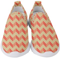 Modern Retro Chevron Patchwork Pattern Kids  Slip On Sneakers by GardenOfOphir