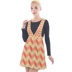 Modern Retro Chevron Patchwork Pattern Plunge Pinafore Velour Dress by GardenOfOphir