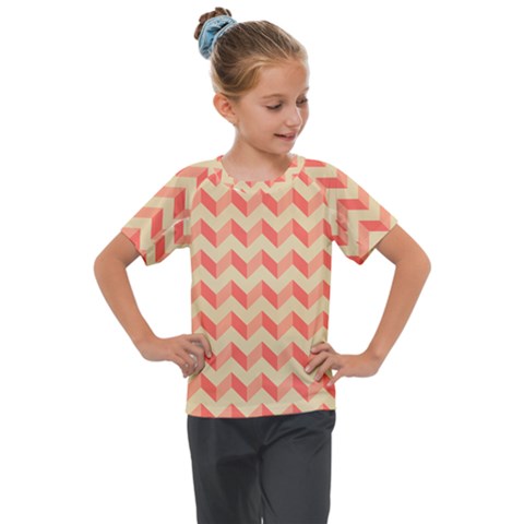 Modern Retro Chevron Patchwork Pattern Kids  Mesh Piece Tee by GardenOfOphir