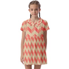 Modern Retro Chevron Patchwork Pattern Kids  Asymmetric Collar Dress by GardenOfOphir