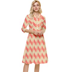 Modern Retro Chevron Patchwork Pattern Classy Knee Length Dress by GardenOfOphir