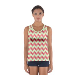 Modern Retro Chevron Patchwork Pattern Sport Tank Top  by GardenOfOphir