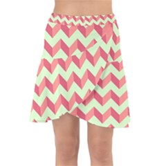 Modern Retro Chevron Patchwork Pattern Wrap Front Skirt