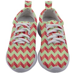 Modern Retro Chevron Patchwork Pattern Kids Athletic Shoes by GardenOfOphir