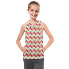 Modern Retro Chevron Patchwork Pattern Kids  Sleeveless Hoodie by GardenOfOphir