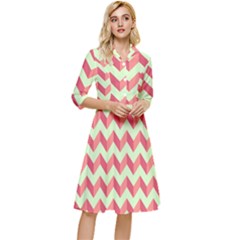 Modern Retro Chevron Patchwork Pattern Classy Knee Length Dress by GardenOfOphir