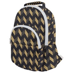 Modern Retro Chevron Patchwork Pattern Rounded Multi Pocket Backpack by GardenOfOphir