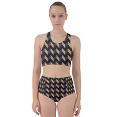 Modern Retro Chevron Patchwork Pattern Racer Back Bikini Set by GardenOfOphir