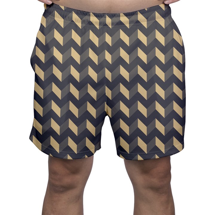 Modern Retro Chevron Patchwork Pattern Men s Shorts