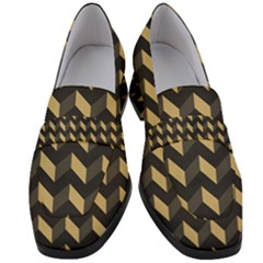 Modern Retro Chevron Patchwork Pattern Women s Chunky Heel Loafers by GardenOfOphir