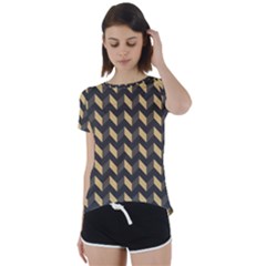 Modern Retro Chevron Patchwork Pattern Short Sleeve Open Back Tee by GardenOfOphir