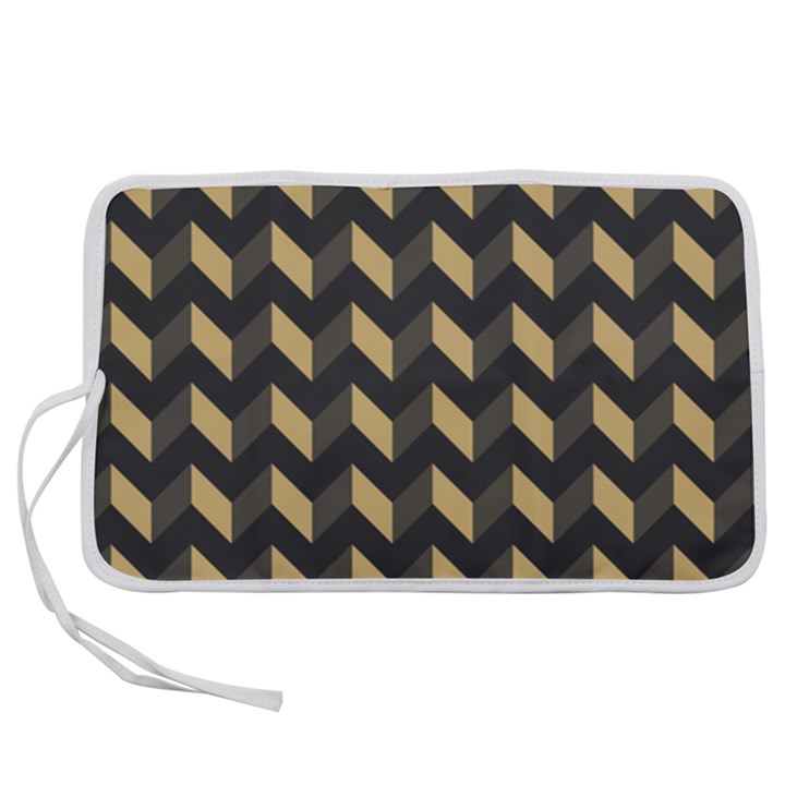 Modern Retro Chevron Patchwork Pattern Pen Storage Case (L)