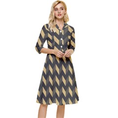 Modern Retro Chevron Patchwork Pattern Classy Knee Length Dress by GardenOfOphir