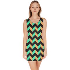 Modern Retro Chevron Patchwork Pattern Bodycon Dress by GardenOfOphir