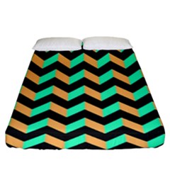 Modern Retro Chevron Patchwork Pattern Fitted Sheet (king Size) by GardenOfOphir