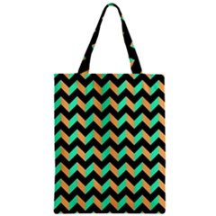 Modern Retro Chevron Patchwork Pattern Zipper Classic Tote Bag by GardenOfOphir