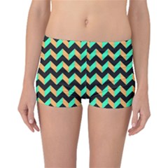 Modern Retro Chevron Patchwork Pattern Boyleg Bikini Bottoms by GardenOfOphir