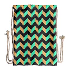 Modern Retro Chevron Patchwork Pattern Drawstring Bag (large) by GardenOfOphir