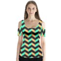 Modern Retro Chevron Patchwork Pattern Butterfly Sleeve Cutout Tee  View1