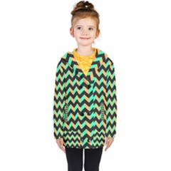 Modern Retro Chevron Patchwork Pattern Kids  Double Breasted Button Coat by GardenOfOphir