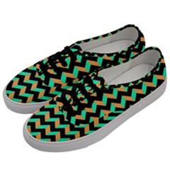 Modern Retro Chevron Patchwork Pattern Men s Classic Low Top Sneakers by GardenOfOphir