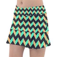 Modern Retro Chevron Patchwork Pattern Classic Tennis Skirt by GardenOfOphir