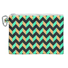 Modern Retro Chevron Patchwork Pattern Canvas Cosmetic Bag (xl) by GardenOfOphir