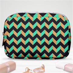 Modern Retro Chevron Patchwork Pattern Make Up Pouch (small) by GardenOfOphir