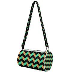 Modern Retro Chevron Patchwork Pattern Mini Cylinder Bag by GardenOfOphir