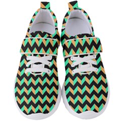 Modern Retro Chevron Patchwork Pattern Women s Velcro Strap Shoes by GardenOfOphir